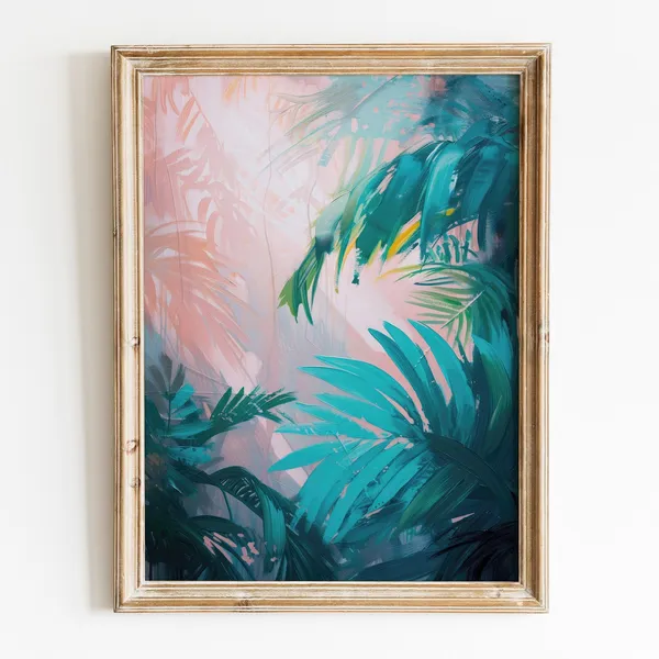 Preppy Palm Tree Trendy Botanical Art Print