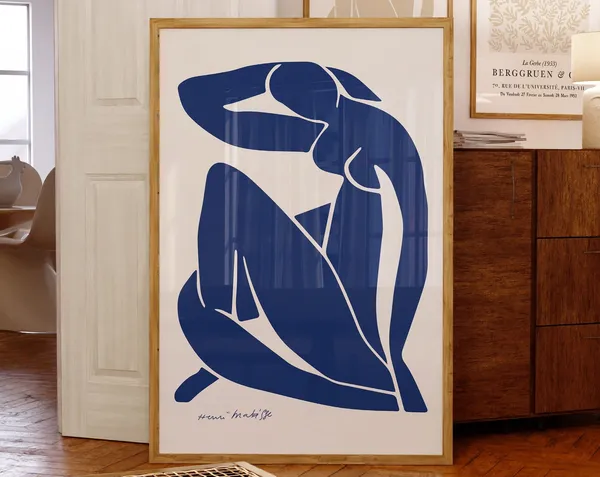 Blue Matisse Nude Woman Art Print, Modern Abstract