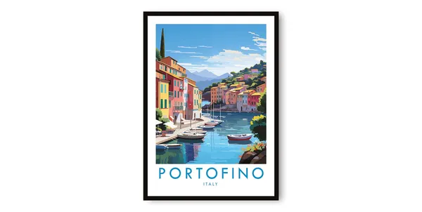 Portofino Italy Travel Poster, Fine Art Print