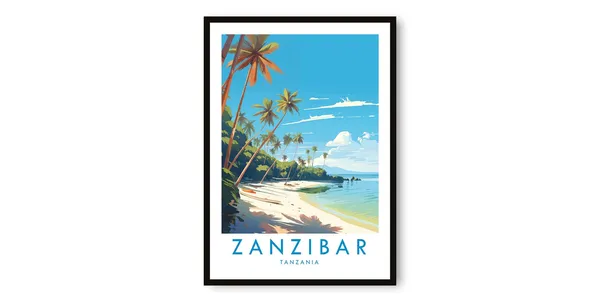 Zanzibar Travel Poster, African Cultural Art Print