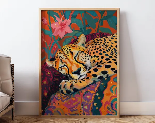 Cheetah Maximalist Travel Poster