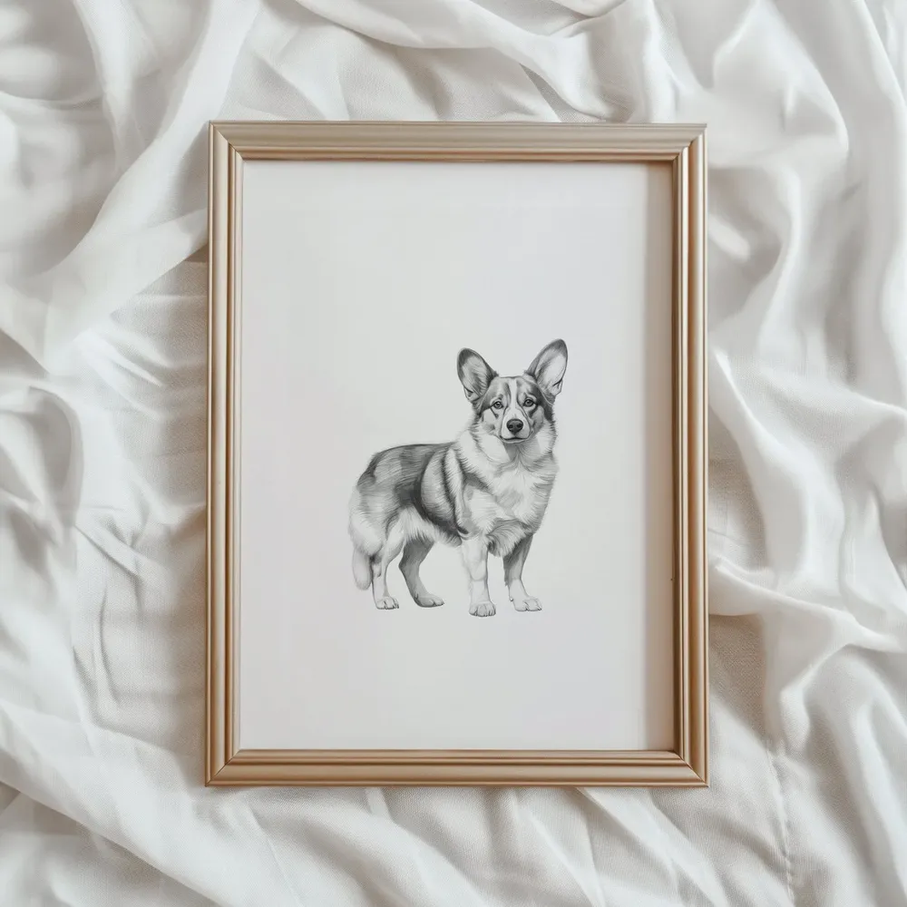 Corgi Print, Cute Dog Sketch Art Print