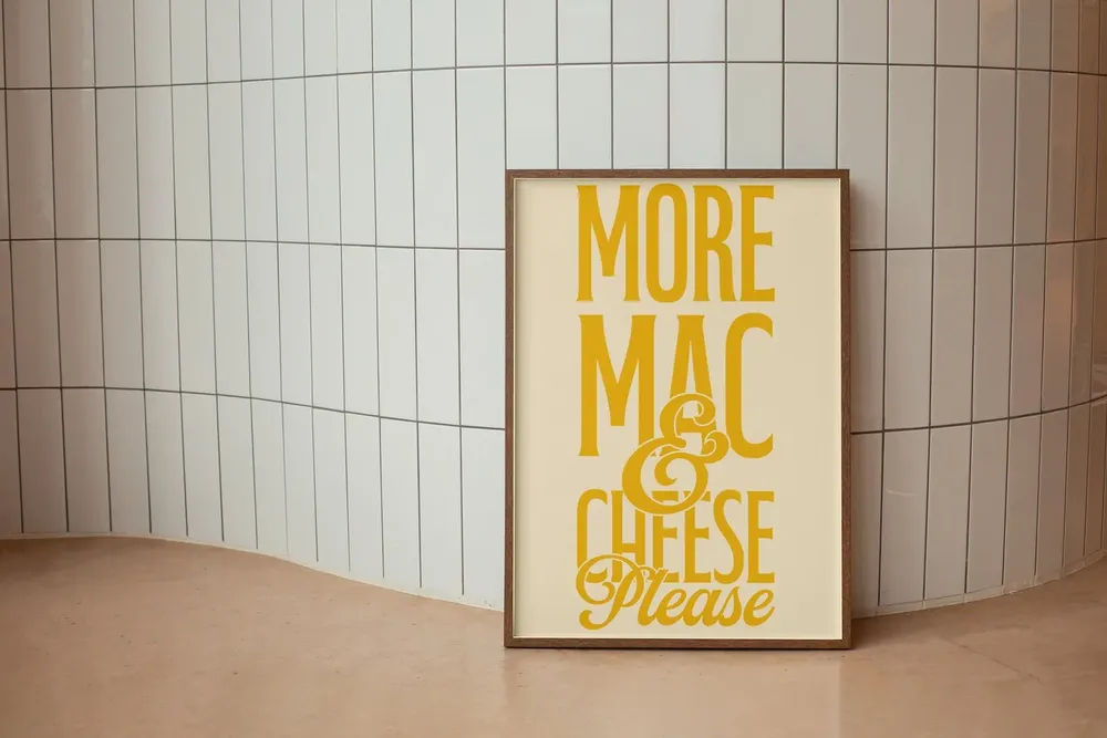 Mac And Cheese Kitchen Art Print, Funny Food Poster