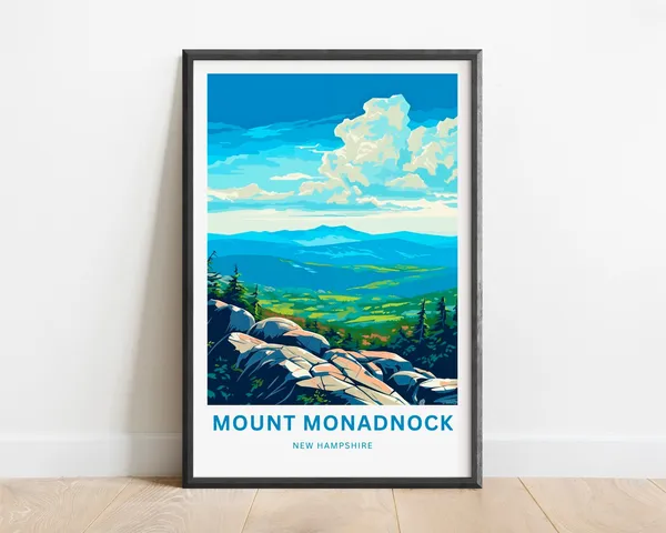 Mount Monadnock Travel Poster, New Hampshire Landscape