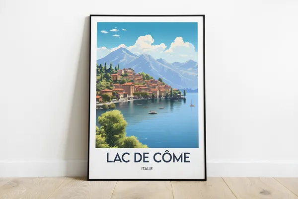 Lake Como Italy Travel Poster, Europe Illustration