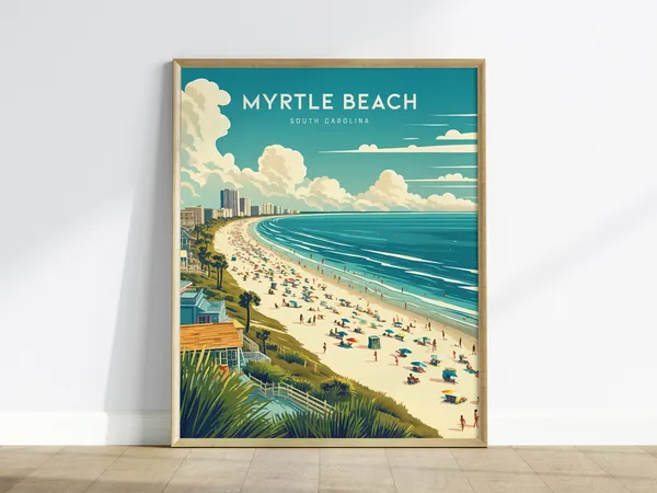 Myrtle Beach Travel Poster, South Carolina Wall Art