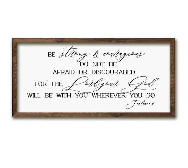 Be Strong and Courageous Bible Verse Sign, Art Print