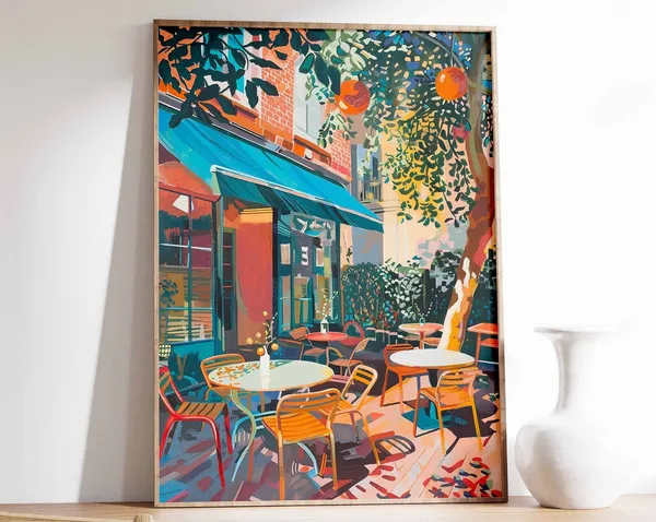 Vintage Cafe Poster, Retro Kitchen Decor Art