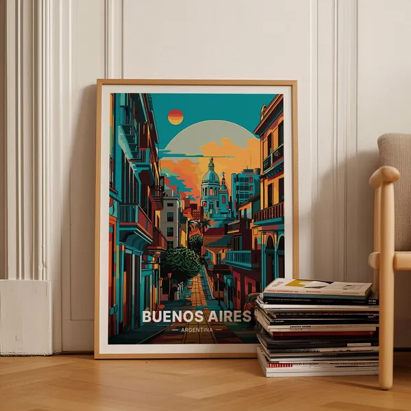Buenos Aires Travel Poster, Argentina Cityscape Art