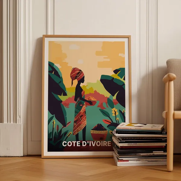 Cote Divoire Ivory Coast Vintage Travel Poster