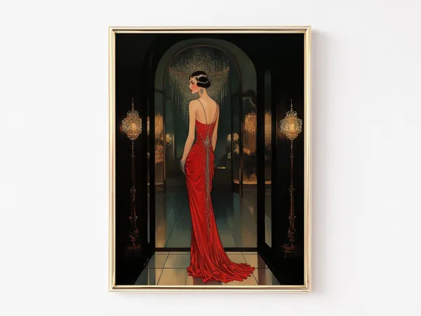 Art Deco Lady In Red Dress, Roaring 20s Art Print