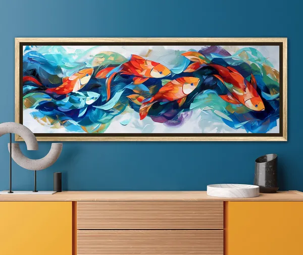 Tropical Fish School Panoramic Wall Art Print