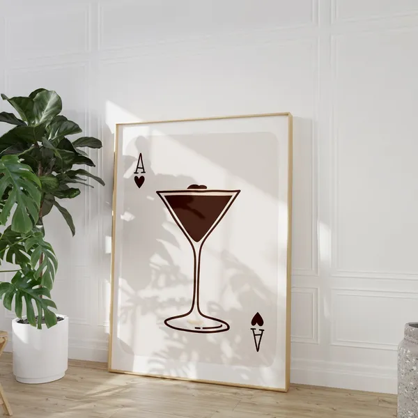 Espresso Martini Minimalist Retro Cocktail Art Print
