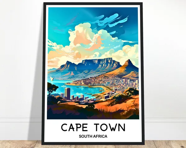Cape Town South Africa Travel Poster, World Art