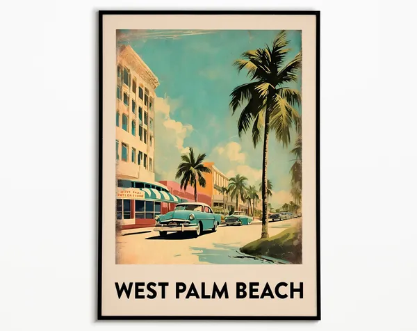 West Palm Beach Vintage Travel Poster, Florida Art Print