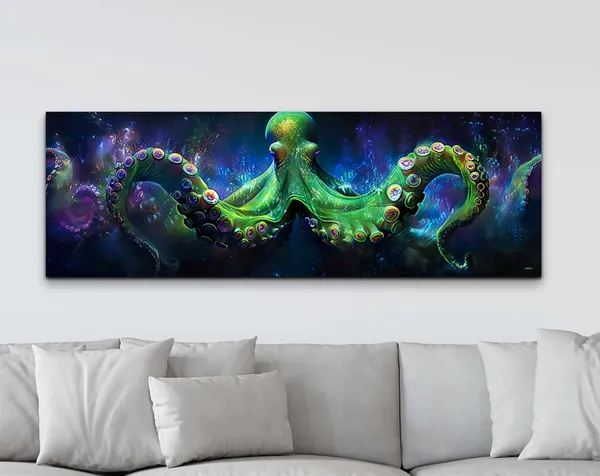 Luminescent Octopus Art Print, Contemporary Sea Life