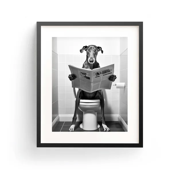 Greyhound Bathroom Humor Art Print, Nursery Decor