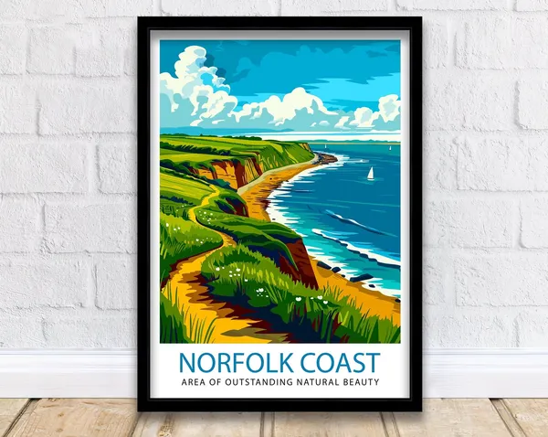 Norfolk Coast Travel Poster, UK Coastal Wall Art