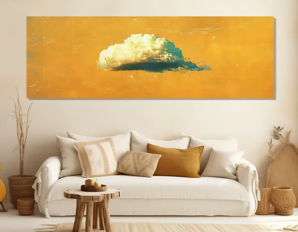 Lonely Cloud Vintage Sky Poster, Retro Background