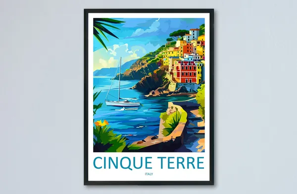 Cinque Terre Italy Travel Poster, Wall Art Print