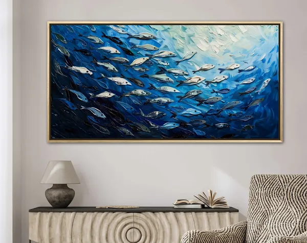 Ocean Harmony School Of Fish, Impressionist Art Print