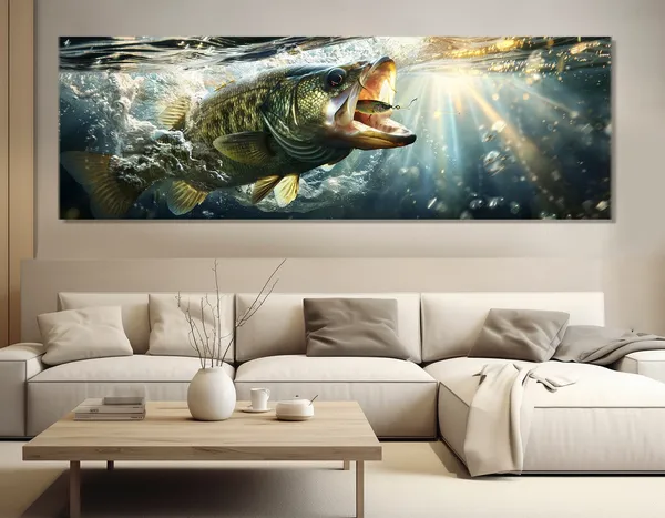 Largemouth Bass Fishing Wall Art Print for Anglers