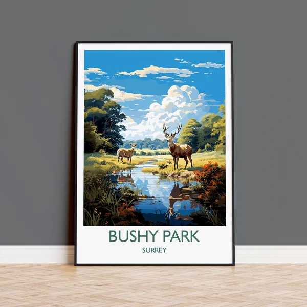 Bushy Park Travel Poster, Surrey London England