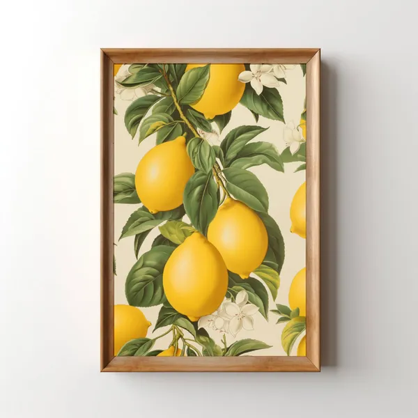 Vintage Lemons Mid-Century Botanical Art Print