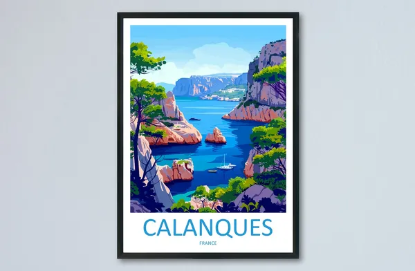 Calanques France Travel Poster, Travel Wall Art