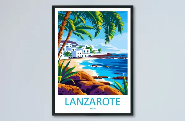 Lanzarote Travel Poster, Spain Place Art