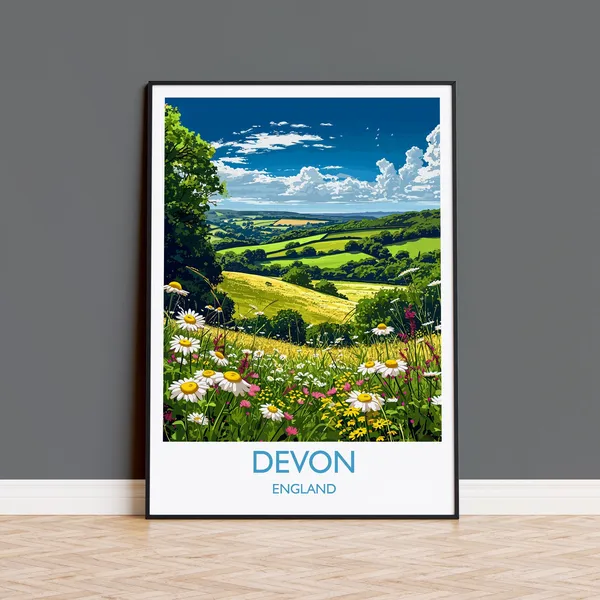 Devon England Travel Poster, Countryside Art Print