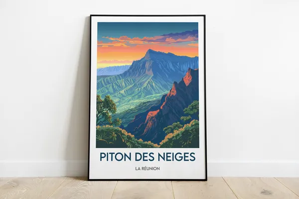 Piton Des Neiges Reunion Travel Poster Print
