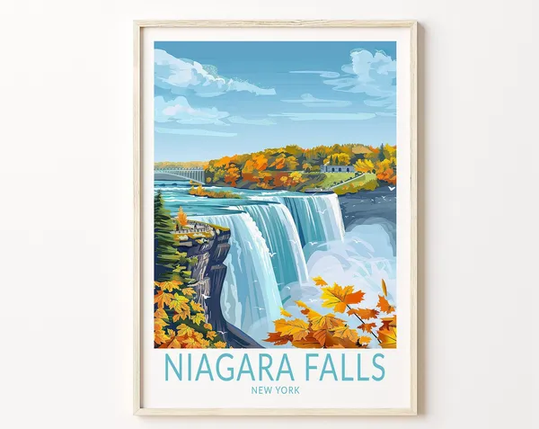 Niagara Falls New York Travel Poster, USA Wall Art