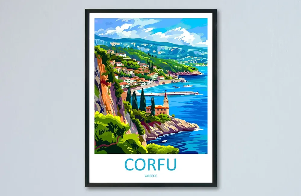 Corfu Travel Poster, Greece Wall Decor