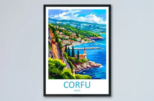 Corfu Travel Poster, Greece Wall Decor
