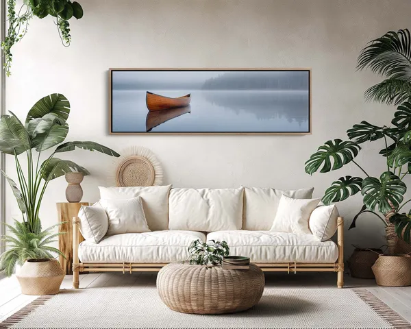 Canoe Art Print, Navy Blue Lakehouse Cottage Decor