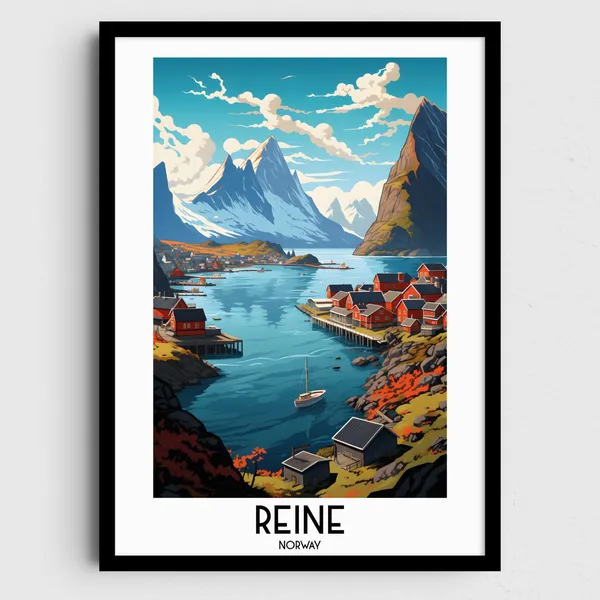 Reine Travel Poster, Norway Scandinavian Decor