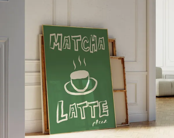 Matcha Latte Poster, Kitchen Wall Art Print