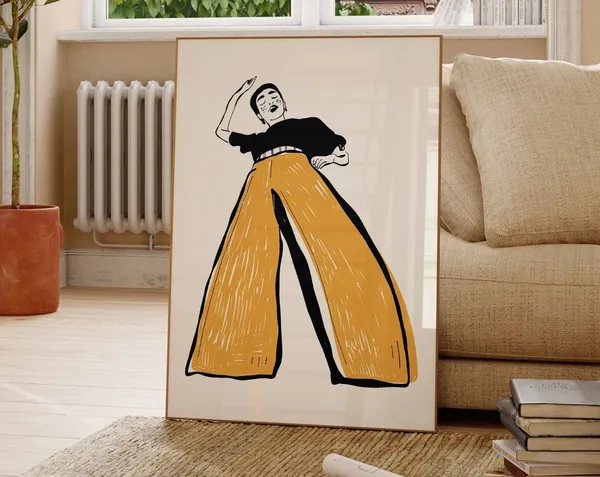 Retro Women Line Art Poster Print