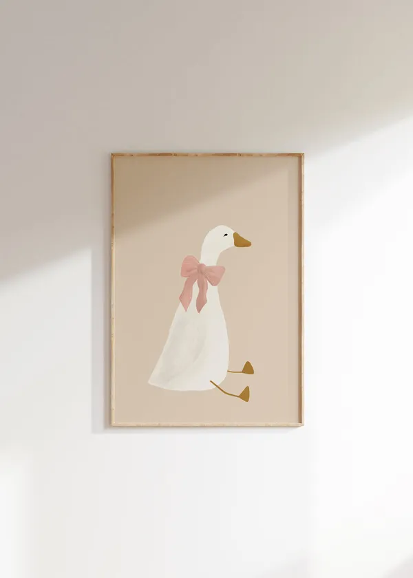 Silly Goose Cute Goose Poster, Pink Coquette Nursery