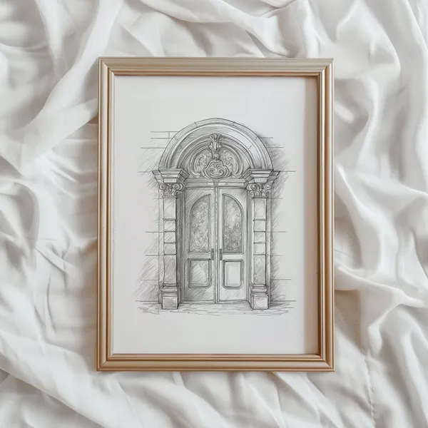 Doorway Architecture Sketch, Vintage Architecture Art Print