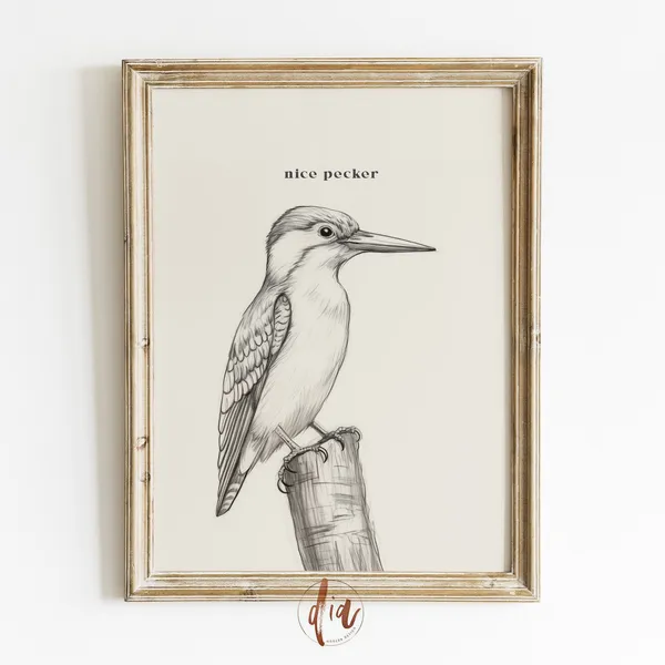 Funny Bathroom Wall Art Nice Pecker Vintage Art Print