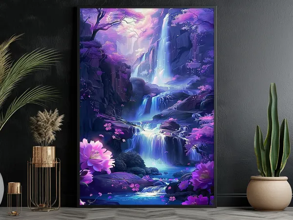 Surreal Waterfall Oil Painting Landscape Art Print
