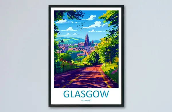 Glasgow Travel Poster, Scotland Home Decor