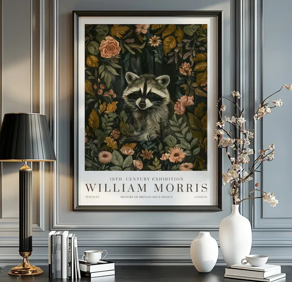 William Morris Raccoon Vintage Exhibition Poster