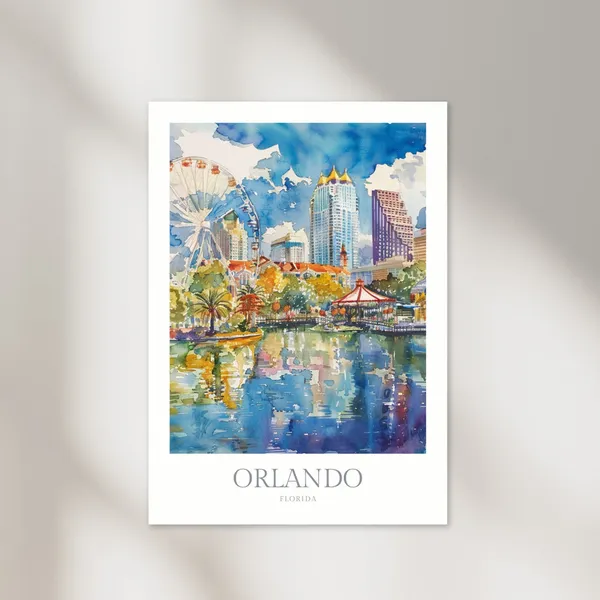 Orlando Florida Watercolor Travel Poster