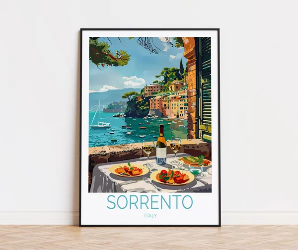 Sorrento Italy Travel Poster, Coastal Wall Art Print
