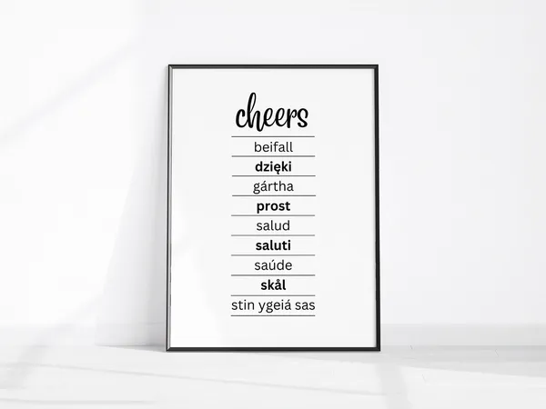 Cheers Sign in Different Languages Art Print