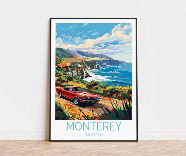 Monterey California Travel Poster, Travel Art Print