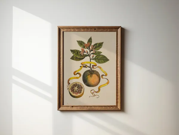 Oranges Still Life Botanical Art Print, Cottage Core Decor